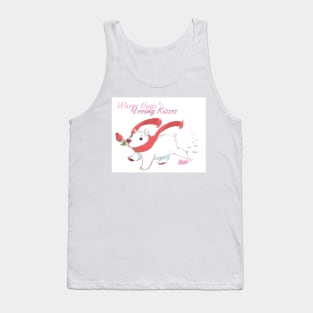 Cute Polar Bear with Rose and Scarf CARD Tank Top